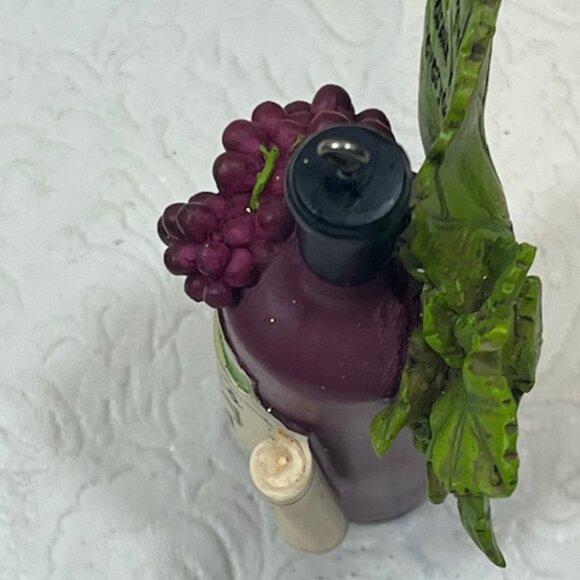 Red Wine Bottle Hanging Ornament Grapes "They drank wine everyday..." 4" Tall - Picture 9 of 9